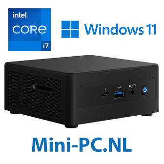 Intel® NUC11PAHi7 + Core i7-1165G7 / 8GB / 500GB M.2 SSD / Windows (5,1cm - hoog)
